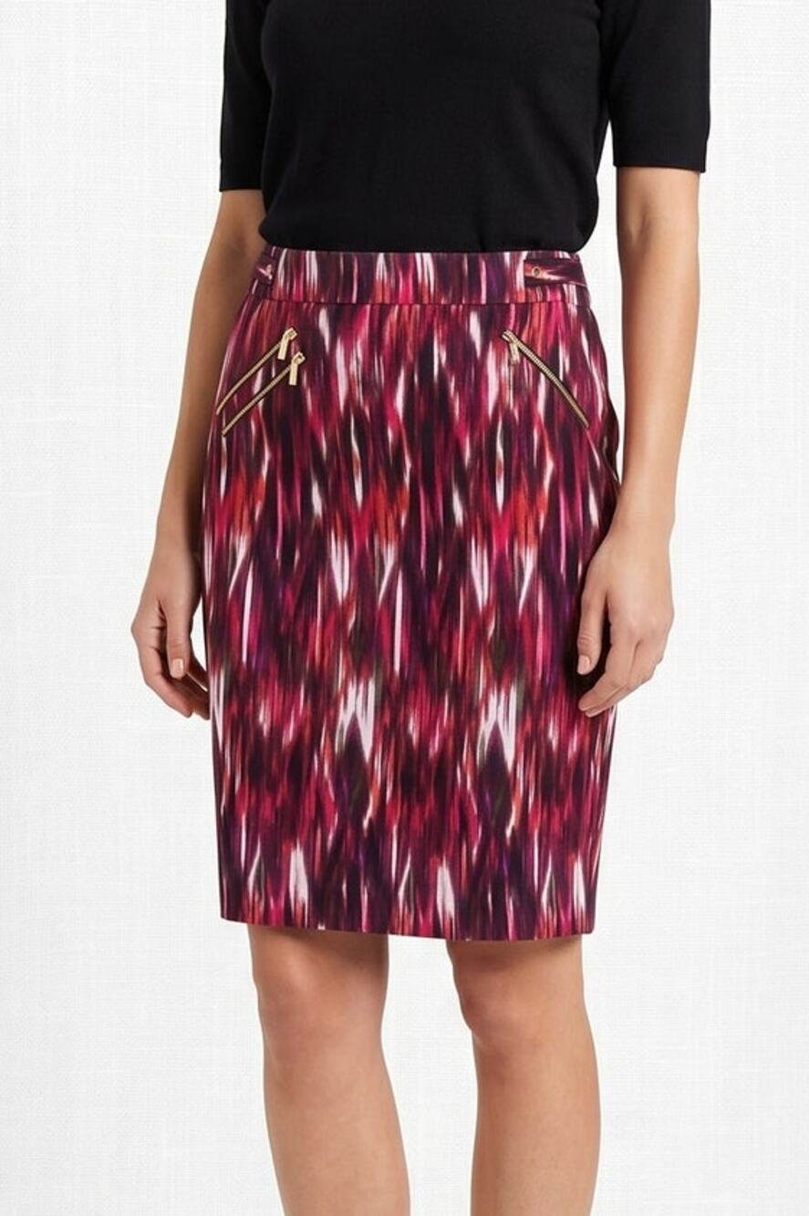 Calvin Klein Polyester 14 Pencil Skirt Multi Color Red Black White Lined